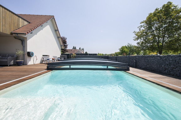 abri de piscine ultra bas télescopique