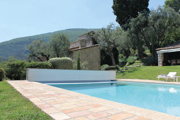 Volet de piscine banc