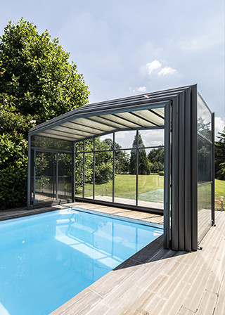 Abri de piscine haut adossé