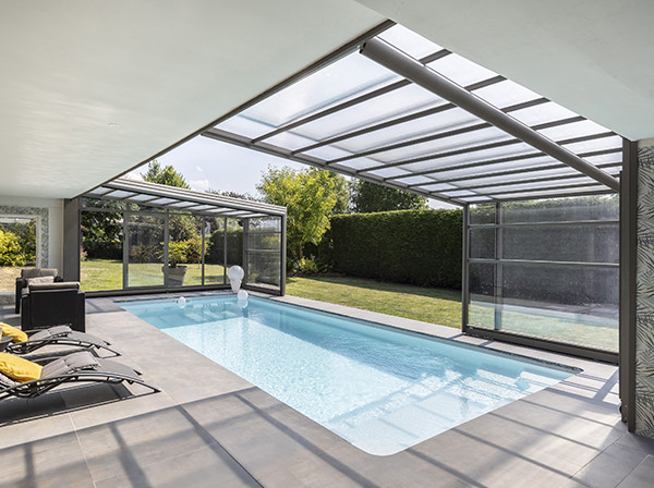 Abri de piscine angulaire adosse